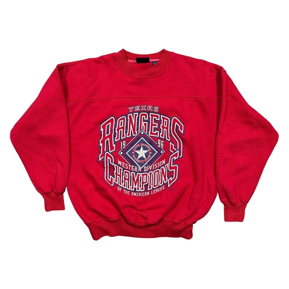 Vintage 90s Texas Rangers 1996 MLB Western Div Champions Sweatshirt Mens Large - Picture 1 of 9